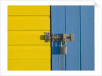 Padlock on beach hut door, Close-up, Littlehampton England by Assaf Frank